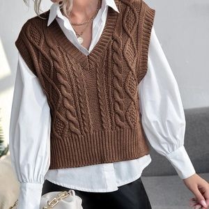 Cable Knit Sweater Vest Without Blouse